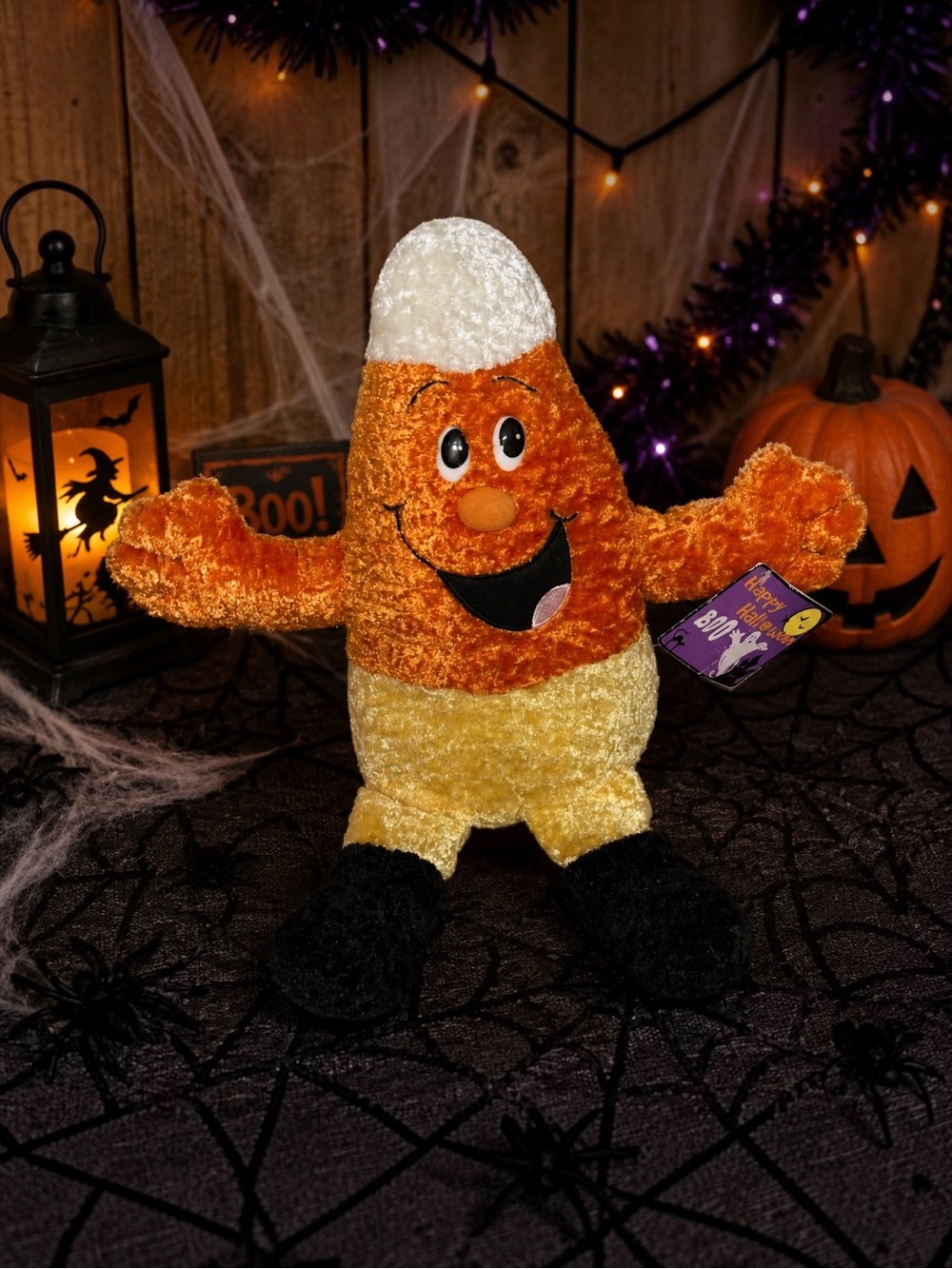 Vintage 2002 Kids of America Candy Corn Plush Halloween BOO Tag 15” Stuffed Toy